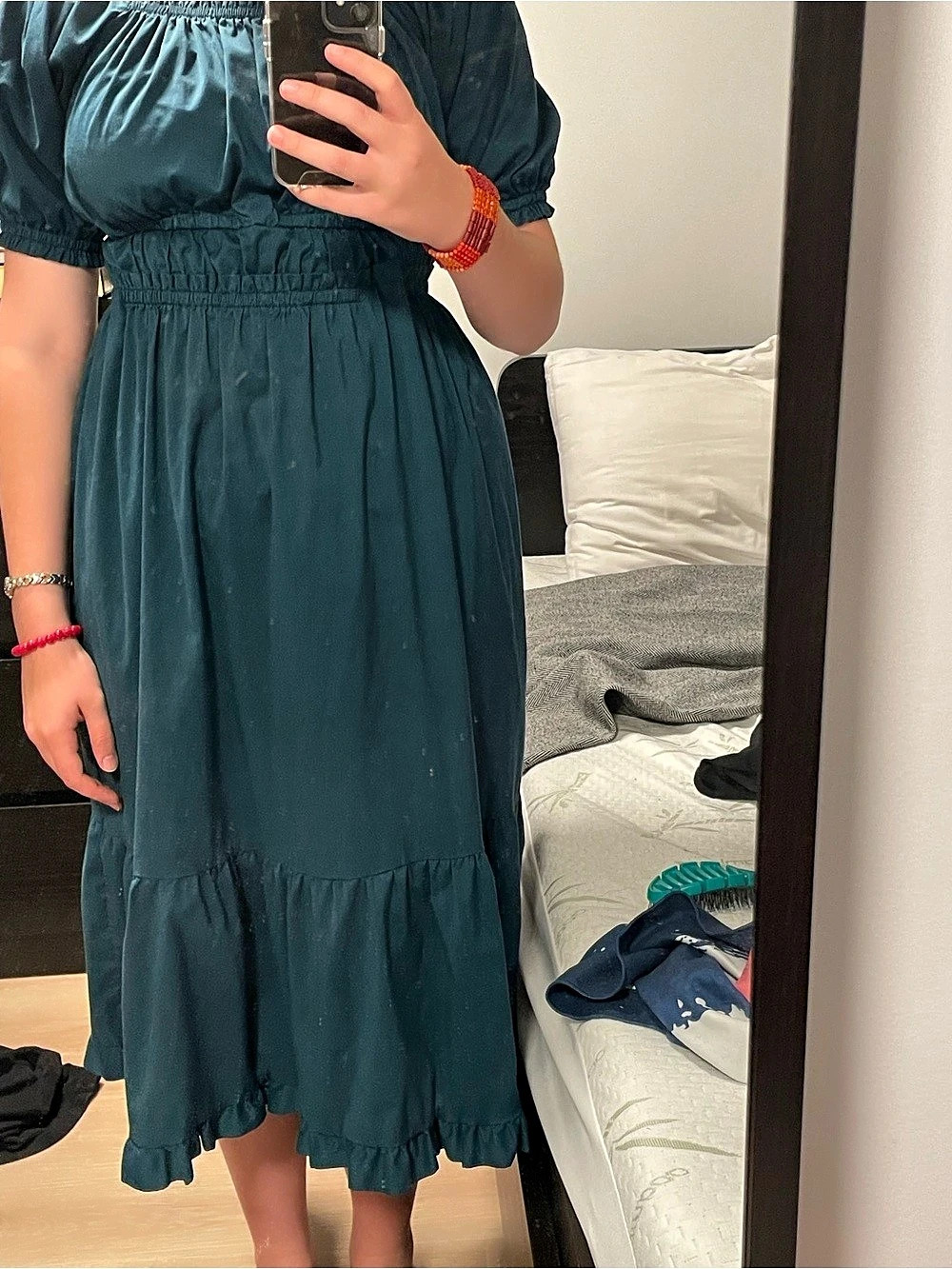 Teal Midi Dress cottagecore whimsy bridgerton style good condition